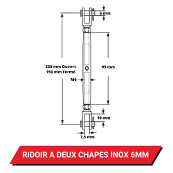 Ridoirs à deux chapes Inox 6 mm
