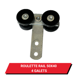 Roulette / Chariot pour rail 50x40 - Longueur 98 mm - 4 Galets plastiques