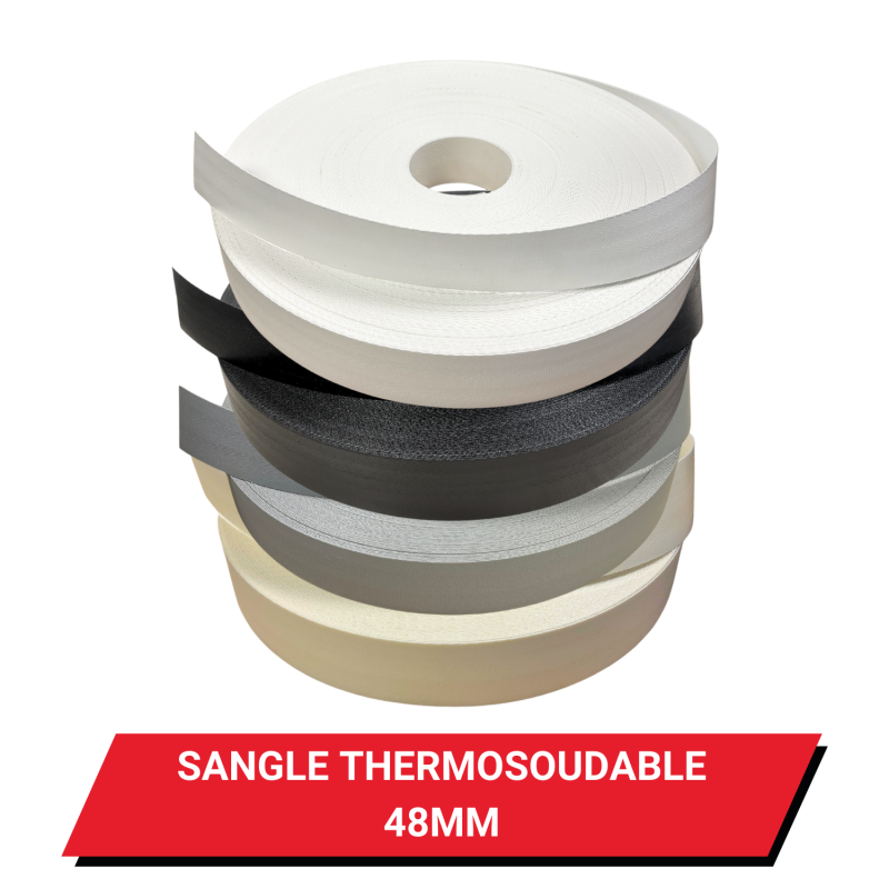 Sangle thermosoudable 48 mm en rouleau de 100 ml - Coloris au choix