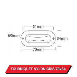 Tourniquet TIR 70 x 34 mm Nylon Gris