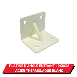 Platine d'angle entrant 10 x 8 cm Acier thermolaqué blanc
