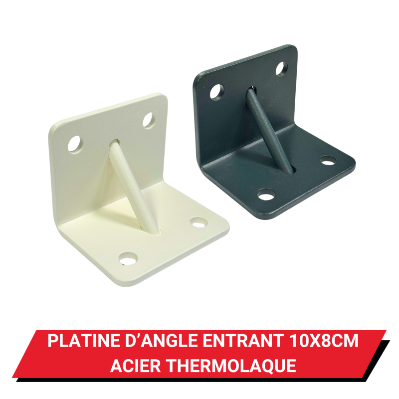 Platine d'angle entrant 10 x 8 cm Acier thermolaqué